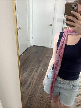 Lightweight Pink Knit Summer Scarf